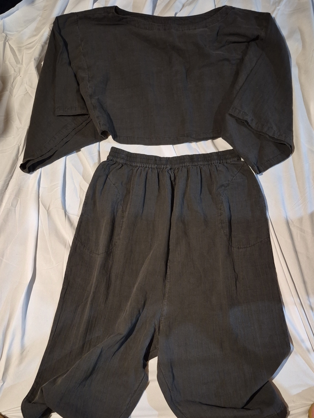 Relaxed Linen-Blend Two-Piece Set in Charcoal